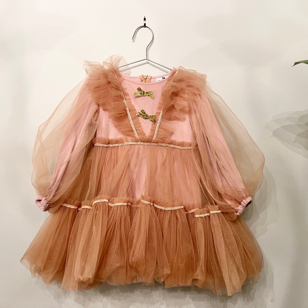 Raspberry PlumTulle Dress with Bow Accents